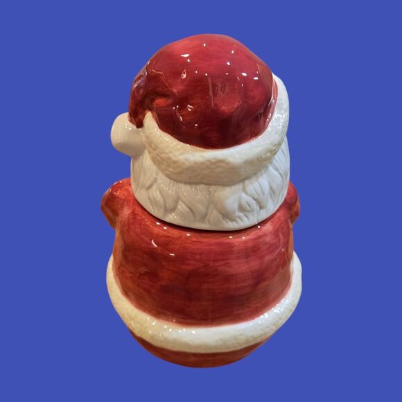 Holiday Christmas Cookie Canister Whimsical Santa Snack Jar Vintage Collectible - Picture 8 of 11